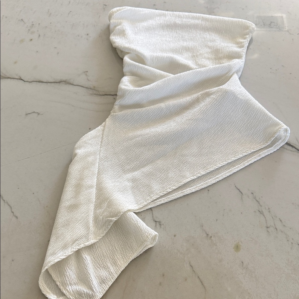 Zara White Strapless Textured Top